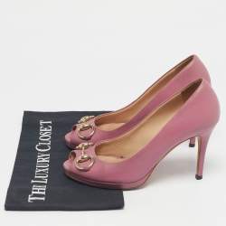 Pre Owned Gucci Pink Leather Jolene Peep Toe Pumps Size 36