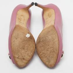 Pre Owned Gucci Pink Leather Jolene Peep Toe Pumps Size 36