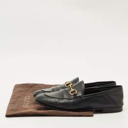 Pre Owned Gucci Black Leather Jordaan Loafers Size 37.5