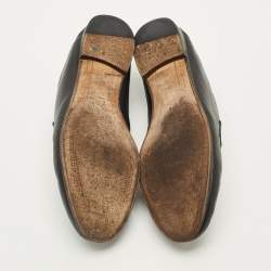 Pre Owned Gucci Black Leather Jordaan Loafers Size 37.5
