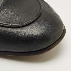 Pre Owned Gucci Black Leather Jordaan Loafers Size 37.5