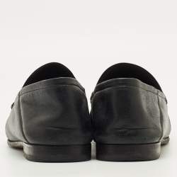 Pre Owned Gucci Black Leather Jordaan Loafers Size 37.5