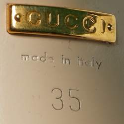 Pre Owned Gucci Green Leather GG Marmont Block Heel Ankle Strap Sandals Size 35