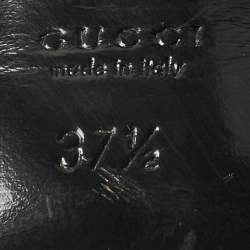 Pre Owned Gucci Black Patent Leather Peep Toe Ankle Strap Sandals Size 37.5