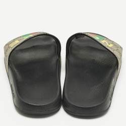 Pre Owned Gucci Beige GG Canvas Slide Flats Size 38