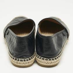 Pre Owned Gucci Black Guccissima Leather Pilar Espadrille Flats Size 38.5