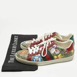 Pre Owned Gucci Multicolor Canvas and Leather Ace Low Top Sneakers Size 36.5