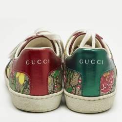 Pre Owned Gucci Multicolor Canvas and Leather Ace Low Top Sneakers Size 36.5