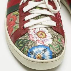 Pre Owned Gucci Multicolor Canvas and Leather Ace Low Top Sneakers Size 36.5