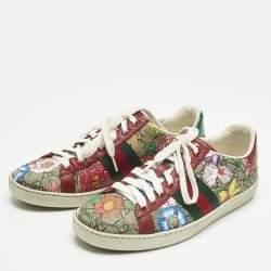 Pre Owned Gucci Multicolor Canvas and Leather Ace Low Top Sneakers Size 36.5