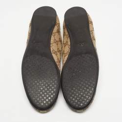 Pre Owned Gucci Beige/Brown GG Canvas Ballet Flats Size 39.5
