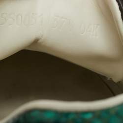 Pre Owned Gucci Beige Coated Canvas and Snakeskin Embossed Leather Ace Low Top Sneakers Size 37.5