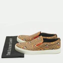 Pre Owned Disney x Gucci Brown GG Supreme Canvas Slip-On Mickey Mouse Sneakers Size 44.5
