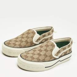 Pre Owned Gucci Beige GG Canvas Tennis 1977 Sneakers Size 36