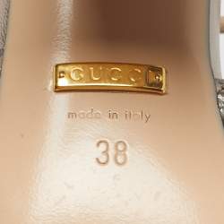 Pre Owned Gucci Rose Gold Leather Horsebit Ankle Strap Sandals Size 38