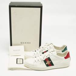 Pre Owned حذاء رياضي غوتشي آيس جلد أبيض قابل للطي مقاس 39