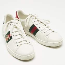 Pre Owned حذاء رياضي غوتشي آيس جلد أبيض قابل للطي مقاس 39