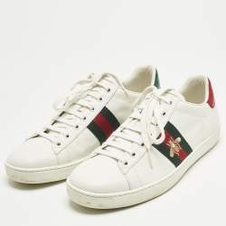 Pre Owned حذاء رياضي غوتشي آيس جلد أبيض قابل للطي مقاس 39