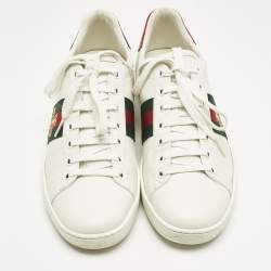 Pre Owned حذاء رياضي غوتشي آيس جلد أبيض قابل للطي مقاس 39