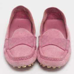 Pre Owned حذاء لوفرز غوتشي ميكروغوتشيسيما جلد وزغب وردي مقاس 38.5