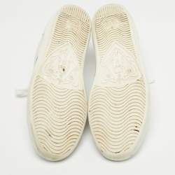 Pre Owned Gucci White Snakeskin Embossed and Leather Ace Lace Up Sneakers Size 36