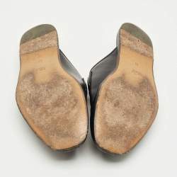 Pre Owned Gucci Black Leather Tassel Princetown Flat Mules Size 38