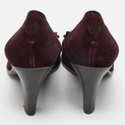 Pre Owned Gucci Purple Suede Horsebit Fringe Loafer Pumps Size 36.5