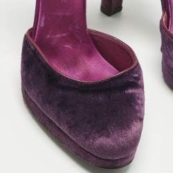 مملوكة مسبقًا صندل غوتشي فرو مينك وقطيفة بنفسجي بحزام للكاحل مقاس 37.5