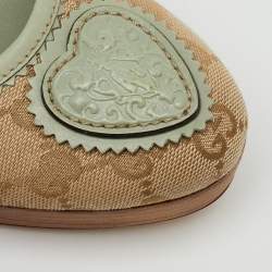 Pre Owned Gucci Beige/Light Green GG Canvas and Leather Babouska Platform Pumps Size 40.5