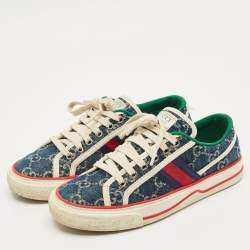 Pre Owned Gucci Navy Blue GG Denim Tennis 1977 Sneakers Size 36