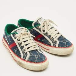 Pre Owned Gucci Navy Blue GG Denim Tennis 1977 Sneakers Size 36