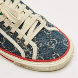 Pre Owned Gucci Navy Blue GG Denim Tennis 1977 Sneakers Size 36