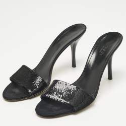 Pre Owned صندل غوتشي مقدمة مفتوحة ترتر ميتاليك مقاس 39