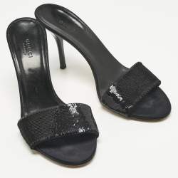 Pre Owned صندل غوتشي مقدمة مفتوحة ترتر ميتاليك مقاس 39