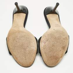 Pre Owned صندل غوتشي مقدمة مفتوحة ترتر ميتاليك مقاس 39