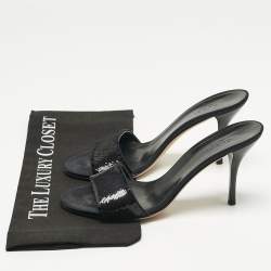 Pre Owned صندل غوتشي مقدمة مفتوحة ترتر ميتاليك مقاس 39