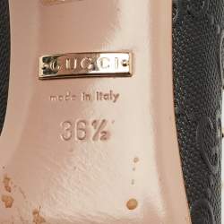 مملوكة مسبقًا Gucci Black GG Coated Fabric and Leather Studded Pointed Toe Pumps Size 36.5
