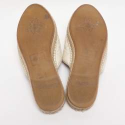 مملوكة مسبقًا Gucci White Leather GG Marmont Espadrilles Mules Size 39