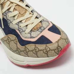 Pre Owned Gucci Multicolor GG Supreme Canvas Rhyton Sneakers Size 40