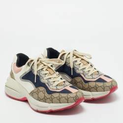 Pre Owned Gucci Multicolor GG Supreme Canvas Rhyton Sneakers Size 40