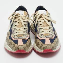 Pre Owned Gucci Multicolor GG Supreme Canvas Rhyton Sneakers Size 40
