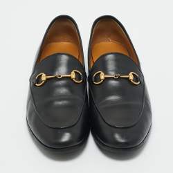 مملوكة مسبقًا Gucci Black Leather Jordaan Loafers Size 38.5