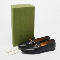 مملوكة مسبقًا Gucci Black Leather Jordaan Loafers Size 38.5