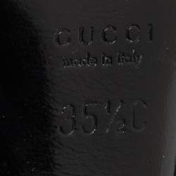 Pre Owned Gucci Black Leather Horsebit Peep Toe Pumps Size 35.5