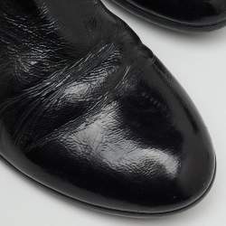 Pre Owned Gucci Black Patent Leather Interlocking G Knee Length Boots Size 38