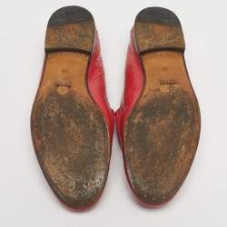 Pre Owned Gucci Red Patent Leather 1953 Horsebit Slip On Loafers Size 36