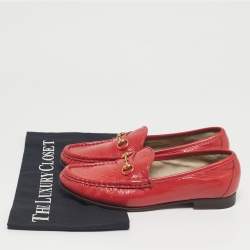Pre Owned Gucci Red Patent Leather 1953 Horsebit Slip On Loafers Size 36