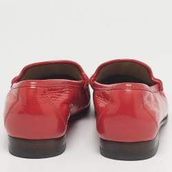 Pre Owned Gucci Red Patent Leather 1953 Horsebit Slip On Loafers Size 36