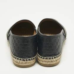 Pre Owned Gucci Black Microguccissima Leather Espadrille Flats Size 38