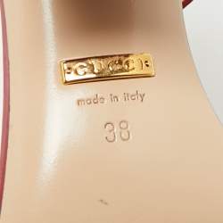 Pre Owned Gucci Red Leather GG Marmont Ankle Strap Sandals Size 38